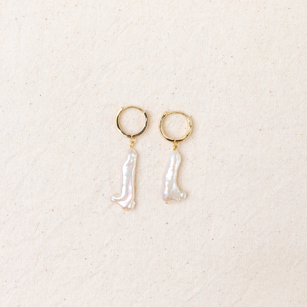 Baroque Pearl Gold Hoops