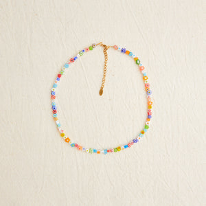 Millefiori Glass Flower Bead Necklace