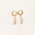Pink Pearl Gold Hoops