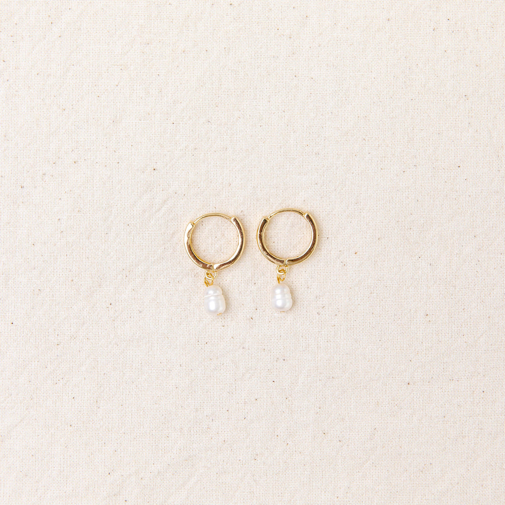Rice Pearl Gold Hoops