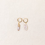 Taupe Pearl Gold Hoops