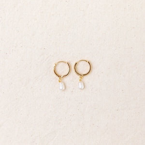 Rice Pearl Gold Hoops