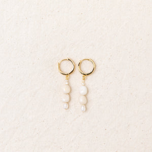
            
                Load image into Gallery viewer, White Quartz Gold Hoops
            
        